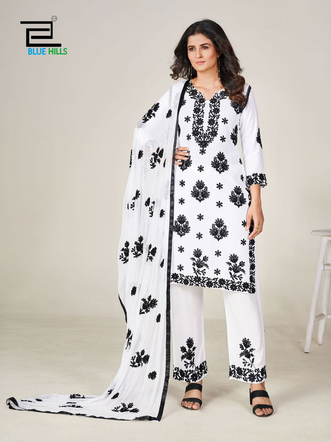 Black N White Vol 7 By Blue Hills Rayon Kurti With Bottom Dupatta Wholesale Shop In Surat
